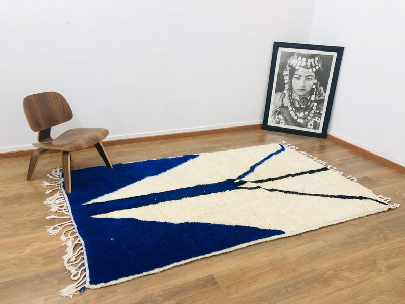 Handmade Modern Moroccan rug, Mid-Century Rug, 7.77 FT x 4.82 FT ( 237 Cm x 147 Cm ), Authentic Moroccan Carpet, Handwoven Ethnic Rug, Free Shipping - MarrakeshLoom