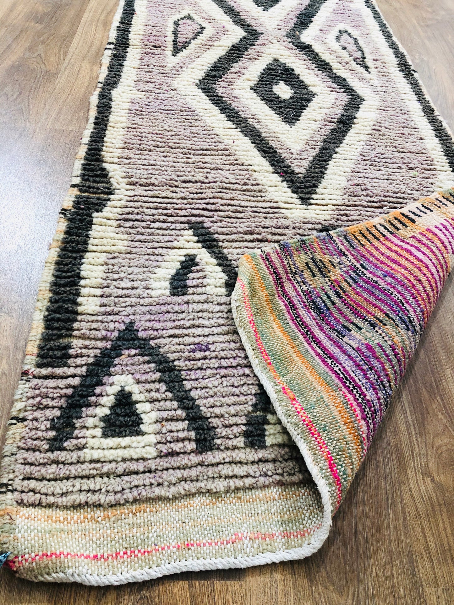 Vintage Moroccan Berber wool Runner - ( 222 Cm × 80 Cm ) - MarrakeshLoom