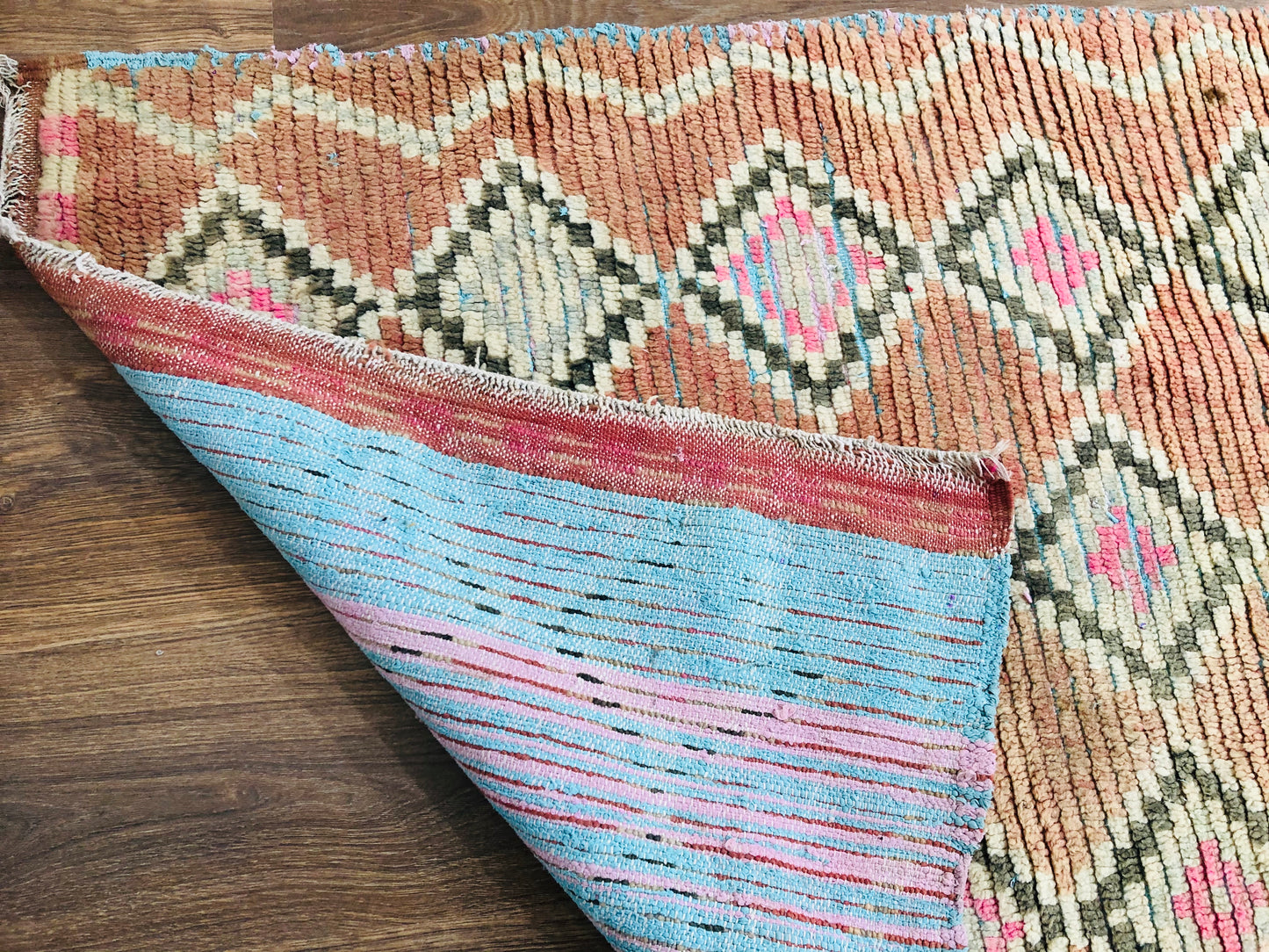 Vintage Moroccan Berber wool Runner - 12.72 FT × 2.69 FT ( 388 Cm × 82 Cm ) - MarrakeshLoom