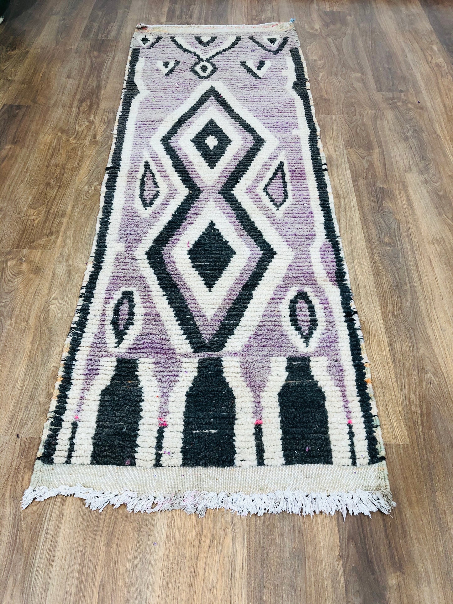 Vintage Moroccan Berber wool Runner - ( 222 Cm × 80 Cm ) - MarrakeshLoom