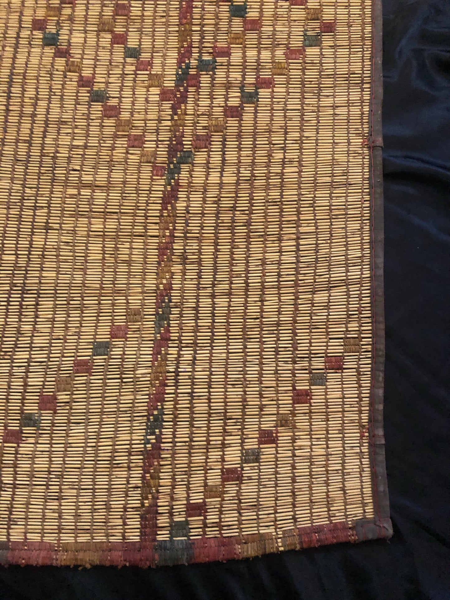 Vintage Small Handmade Tuareg Mat Area Rug - ( 103 Cm × 97 Cm ) Authentic Ethnic Tribal Nomadic Sahara Desert Rug - MarrakeshLoom