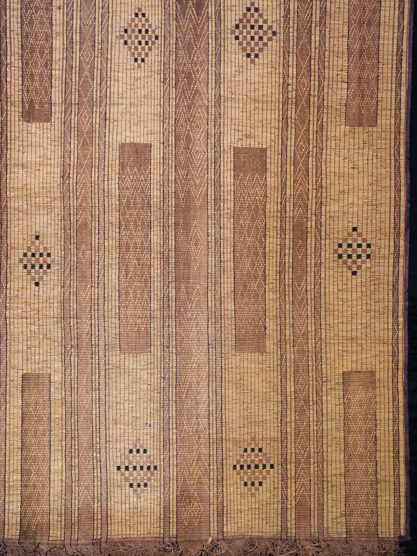 Vintage Handmade Tuareg Mat Area Rug - 5.31 FT × 3.77 FT ( 162 Cm × 115 Cm ) Authentic Ethnic Tribal Nomadic Sahara Desert Rug - MarrakeshLoom