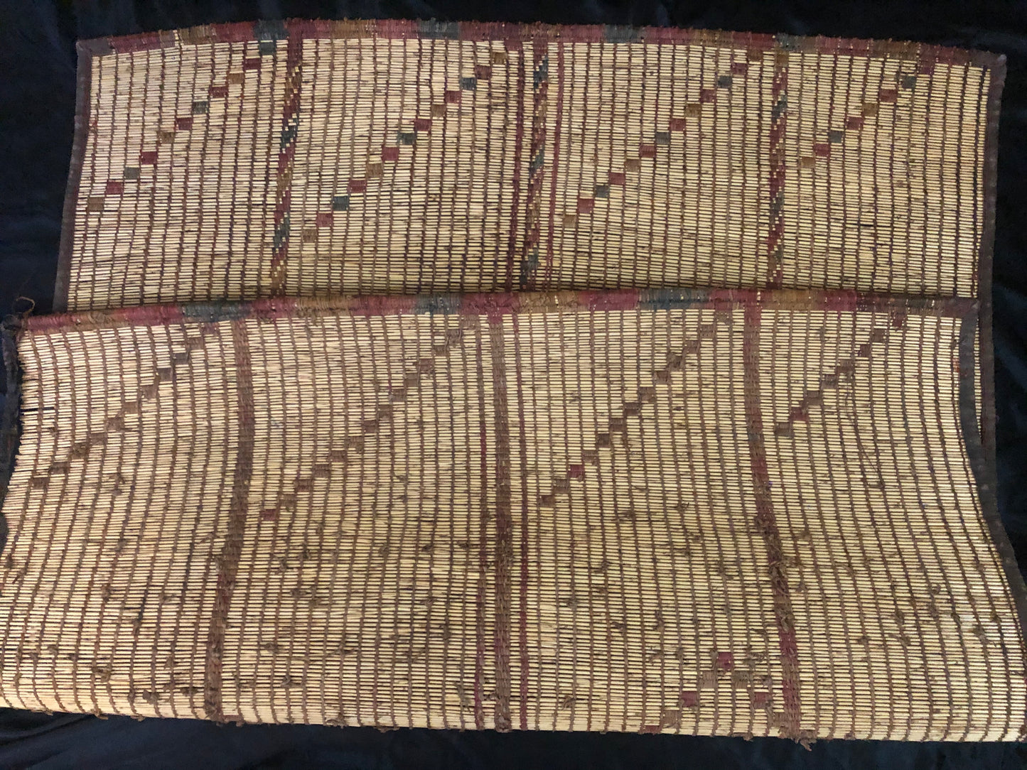 Vintage Small Handmade Tuareg Mat Area Rug - ( 103 Cm × 97 Cm ) Authentic Ethnic Tribal Nomadic Sahara Desert Rug - MarrakeshLoom