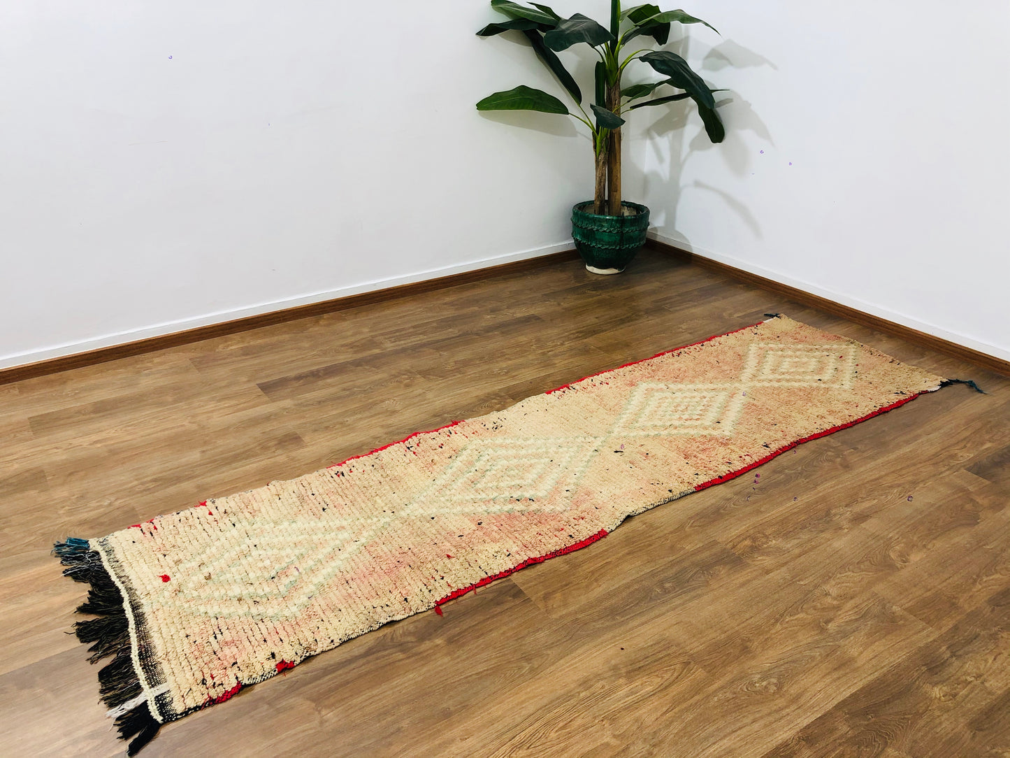 Vintage Moroccan Berber wool Runner -( 310 Cm × 70 Cm ) Authentic handwoven rug, Free Shipping - MarrakeshLoom