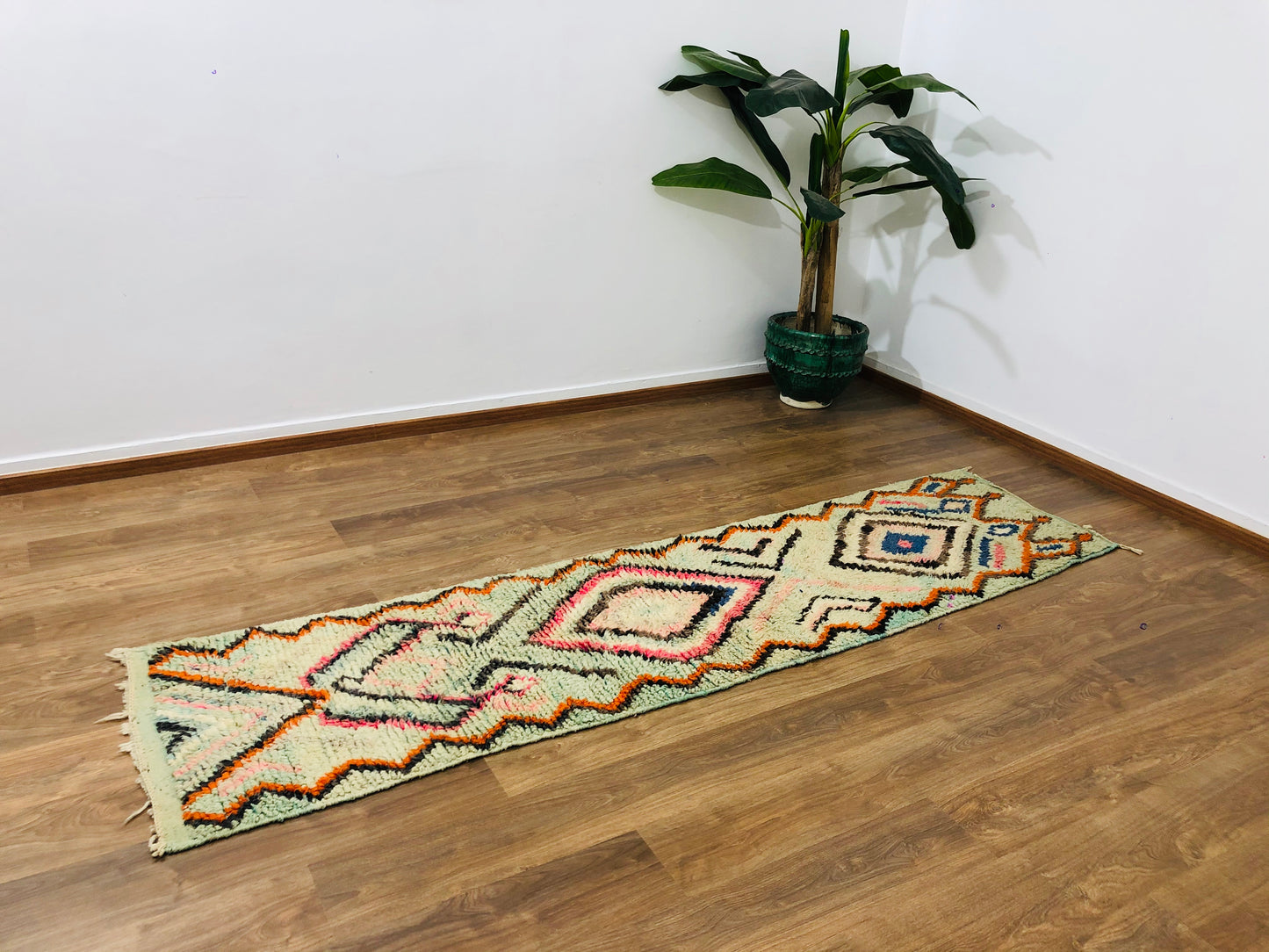 Vintage Moroccan Berber wool Runner - ( 279 Cm × 70 Cm ) - MarrakeshLoom