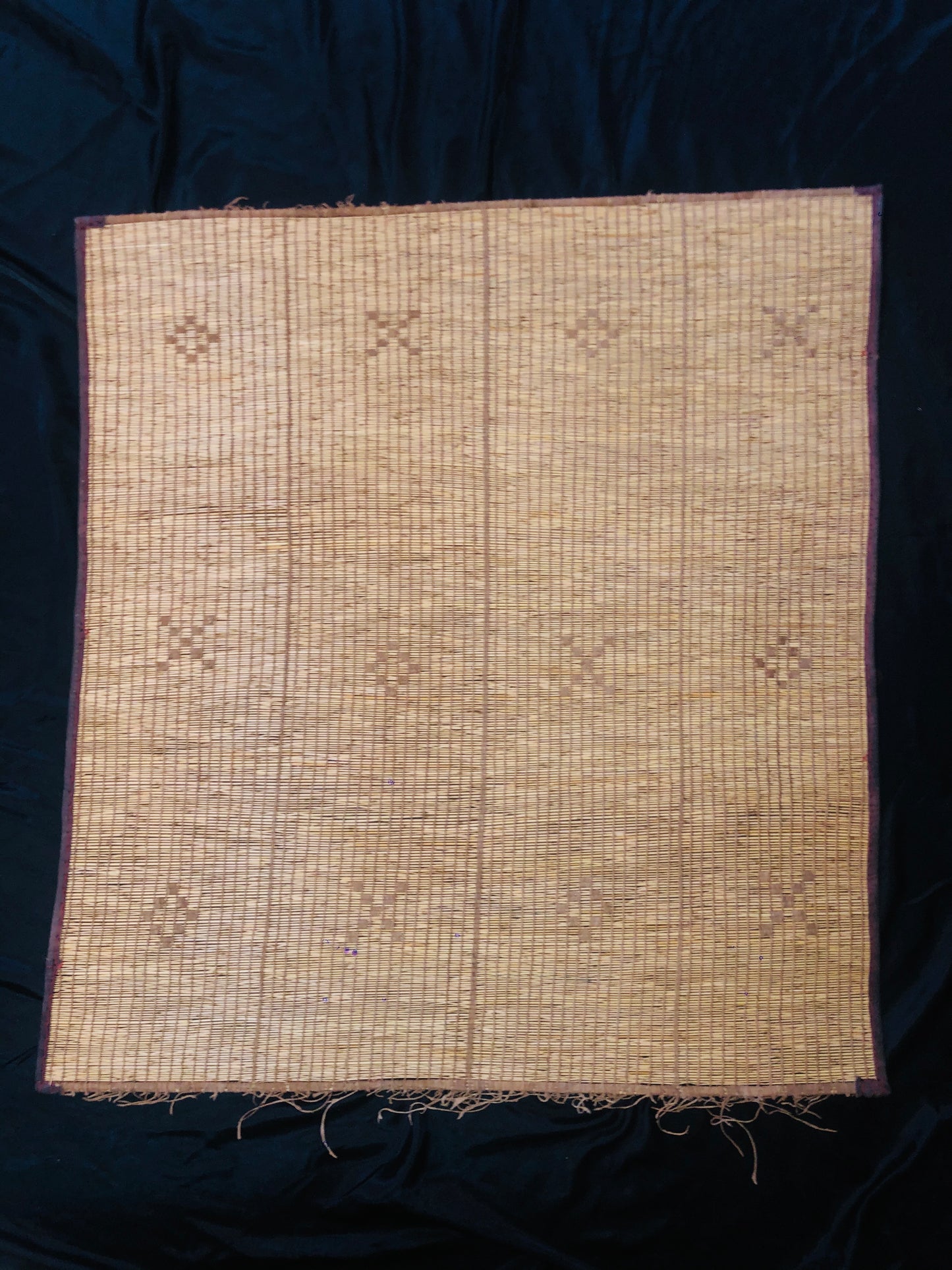 Vintage Small Handmade Tuareg Mat Area Rug - ( 103 Cm × 97 Cm ) Authentic Ethnic Tribal Nomadic Sahara Desert Rug - MarrakeshLoom