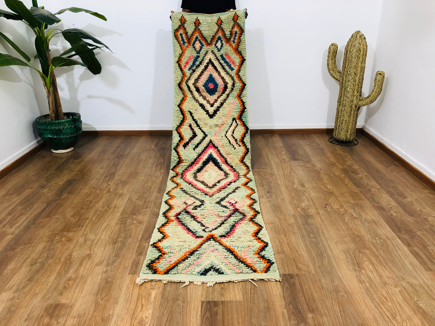 Vintage Moroccan Berber wool Runner - ( 279 Cm × 70 Cm ) - MarrakeshLoom