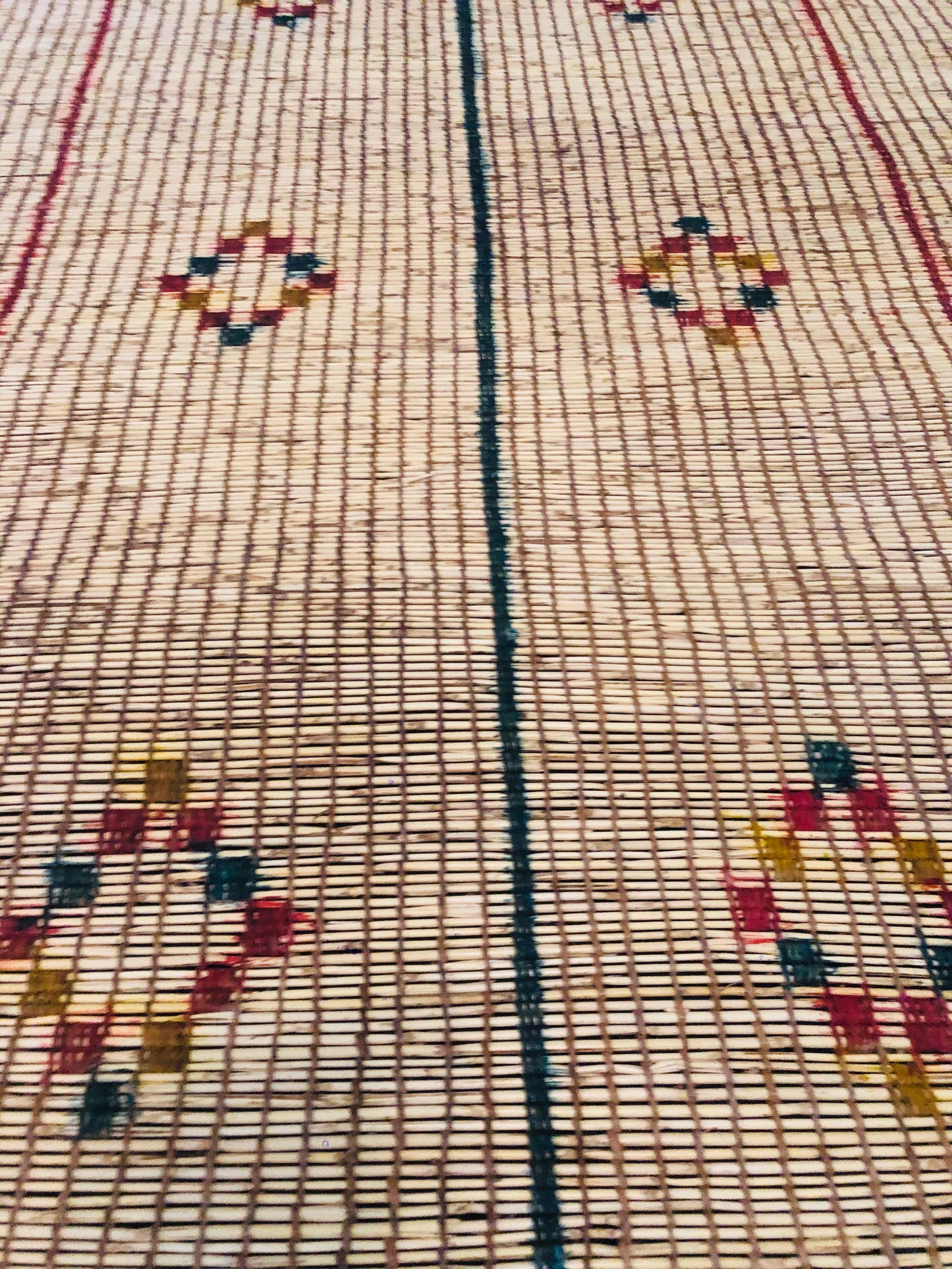 Vintage Small Handmade Tuareg Mat Area Rug - ( 106 Cm × 96 Cm ) Authentic Ethnic Tribal Nomadic Sahara Desert Rug - MarrakeshLoom