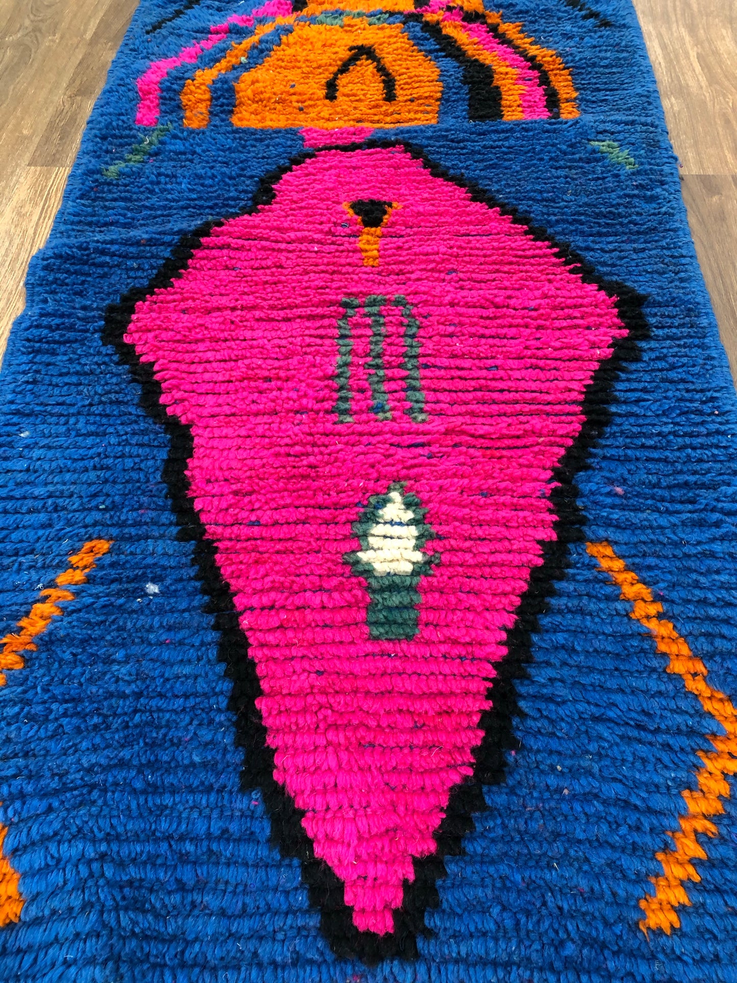 Vintage Moroccan Berber wool Runner - 9.67 FT × 2.29 FT ( 295 Cm × 70 Cm ) - MarrakeshLoom
