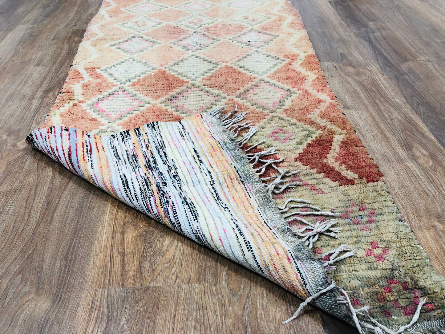 Vintage Moroccan Berber wool Runner - 12.72 FT × 2.69 FT ( 388 Cm × 82 Cm ) - MarrakeshLoom
