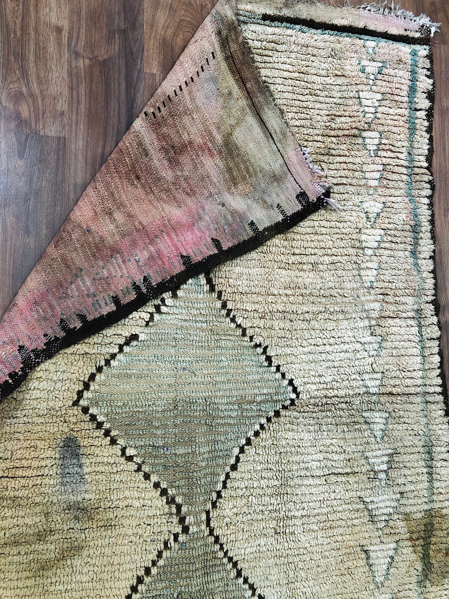 Vintage Moroccan Berber wool Runner - 10.69 FT × 4.33 FT ( 326 Cm × 132 Cm ) - MarrakeshLoom
