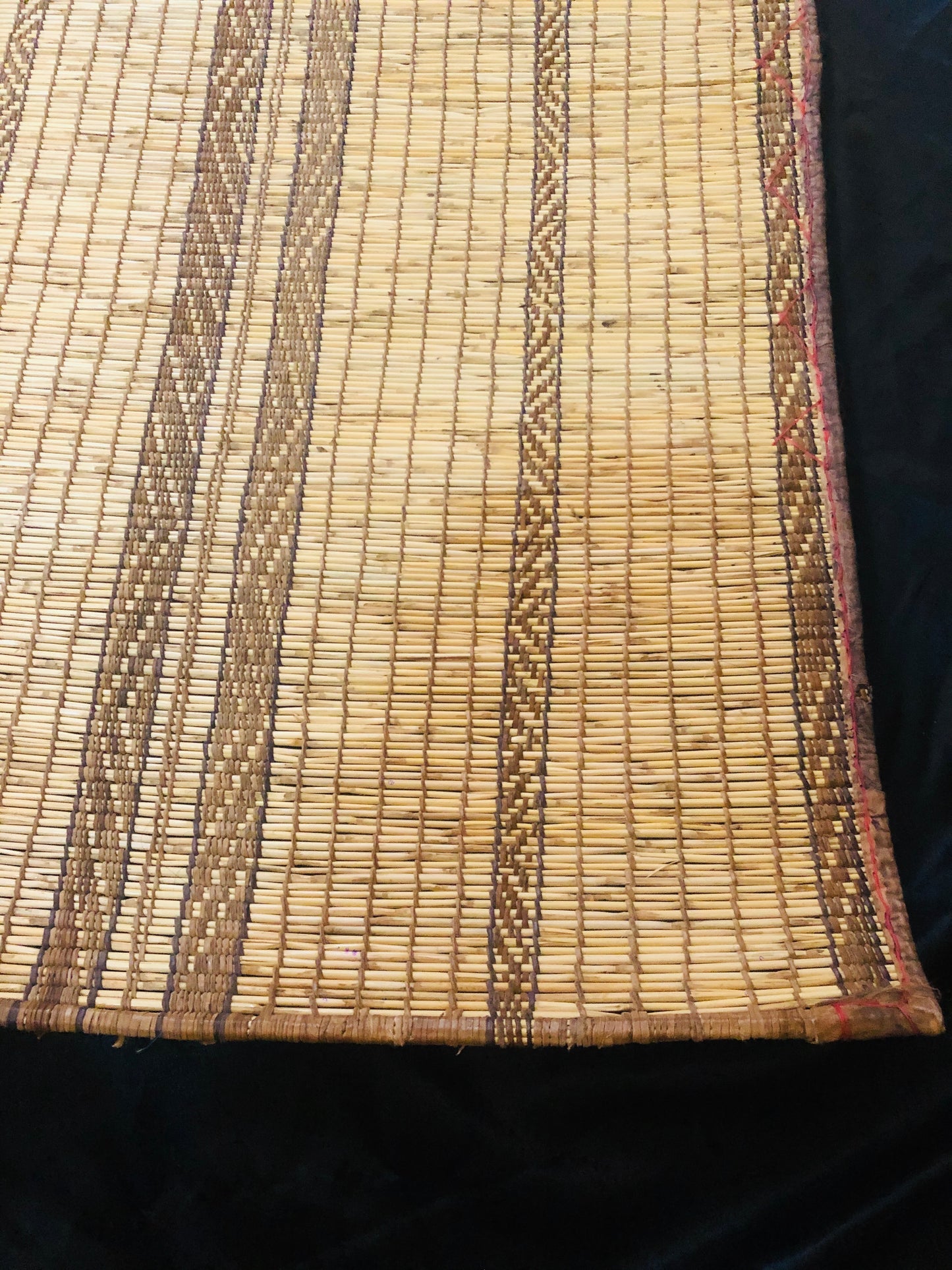 Vintage Handmade Tuareg Mat Area Rug - 5.47 FT × 3.80 FT ( 167 Cm × 116 Cm ) Authentic Ethnic Tribal Nomadic Sahara Desert Rug - MarrakeshLoom