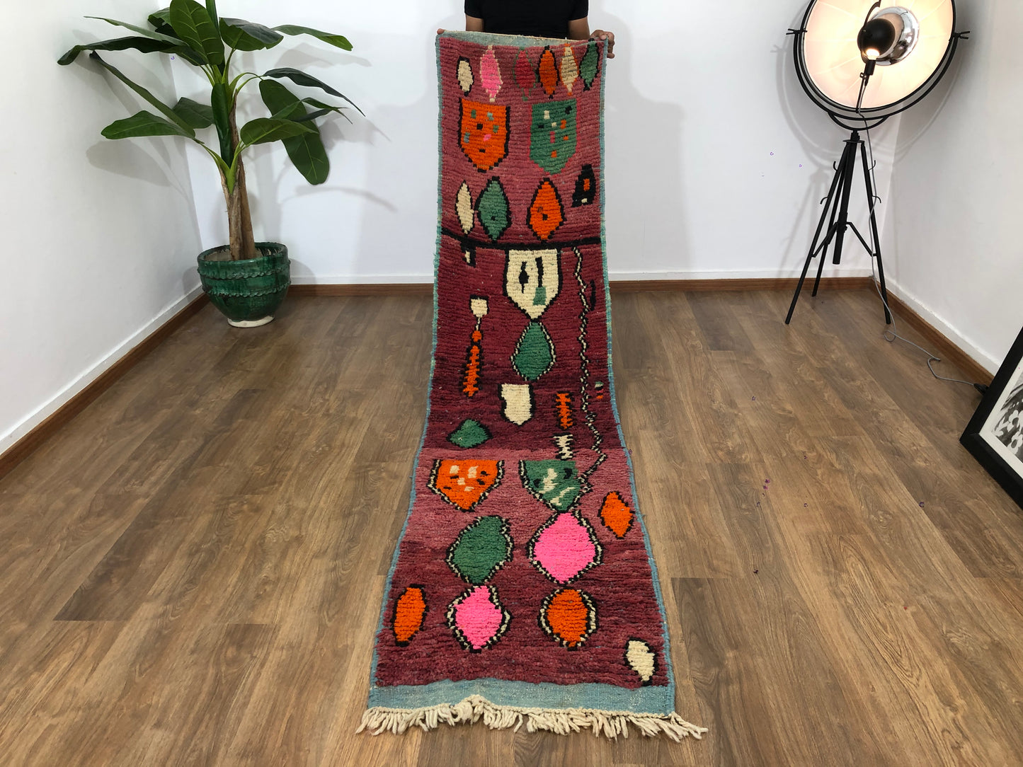 Vintage Moroccan Berber wool Runner - 9.51 FT × 2.19 FT ( 290 Cm × 67 Cm ) - MarrakeshLoom