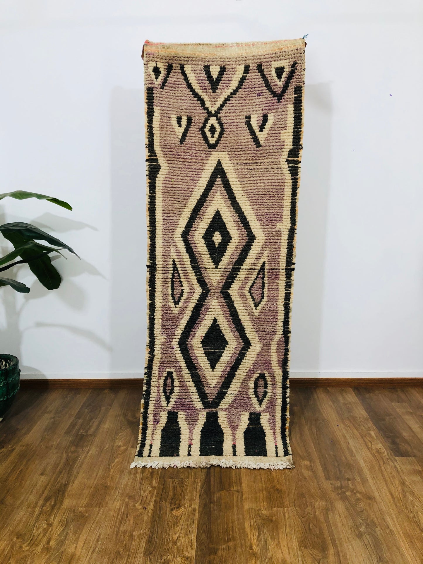 Vintage Moroccan Berber wool Runner - ( 222 Cm × 80 Cm ) - MarrakeshLoom