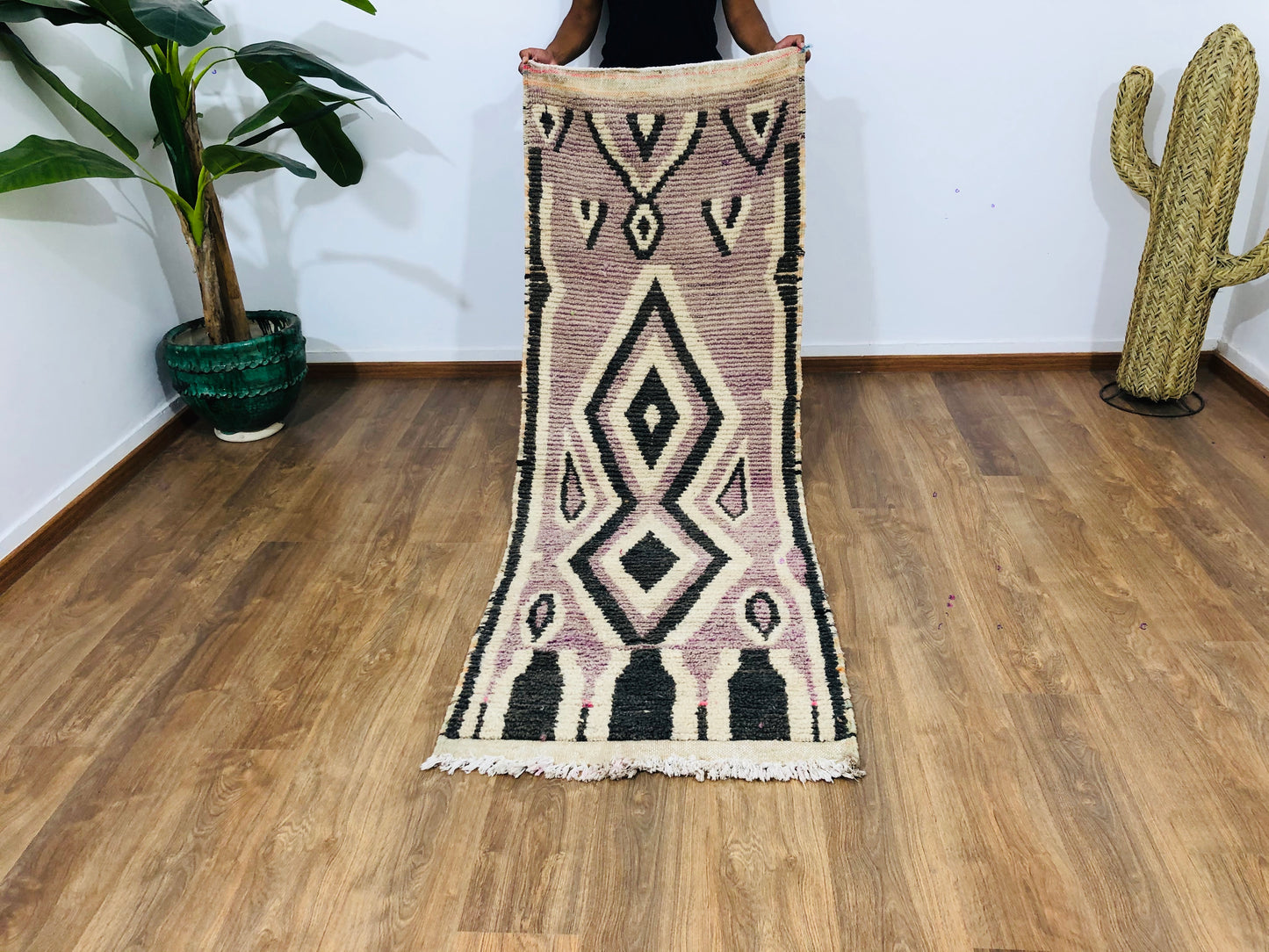 Vintage Moroccan Berber wool Runner - ( 222 Cm × 80 Cm ) - MarrakeshLoom