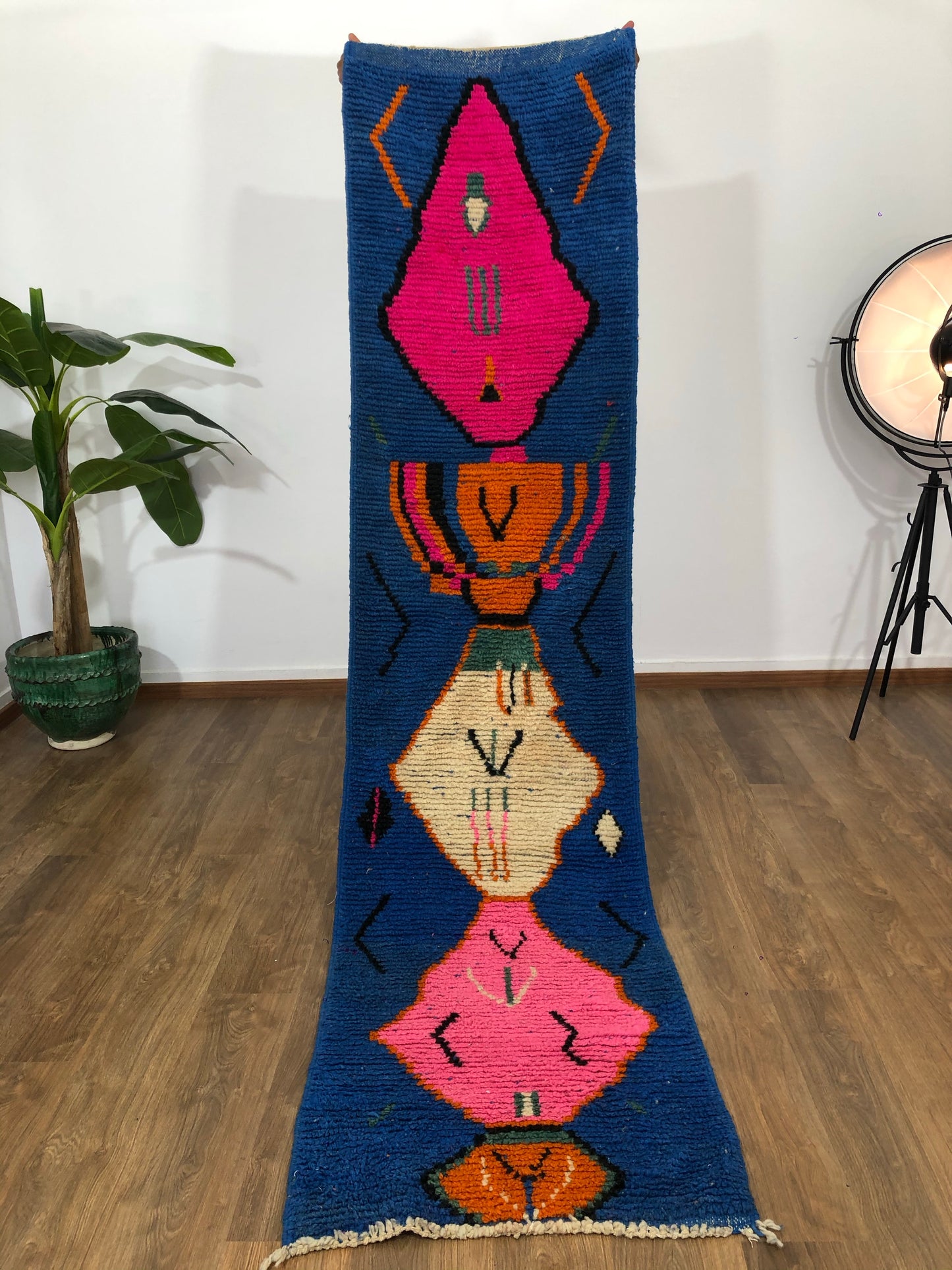 Vintage Moroccan Berber wool Runner - 9.67 FT × 2.29 FT ( 295 Cm × 70 Cm ) - MarrakeshLoom