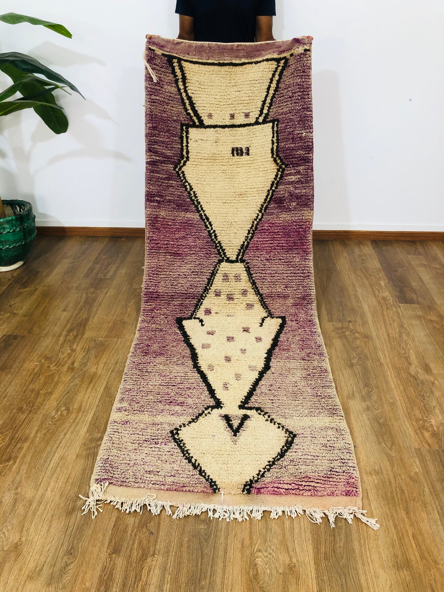 Vintage Moroccan Berber Wool Boujaad Runner - 7.80 FT × 2.78 FT ( 238 Cm × 85 Cm ), Authentic Boujad Carpet - MarrakeshLoom