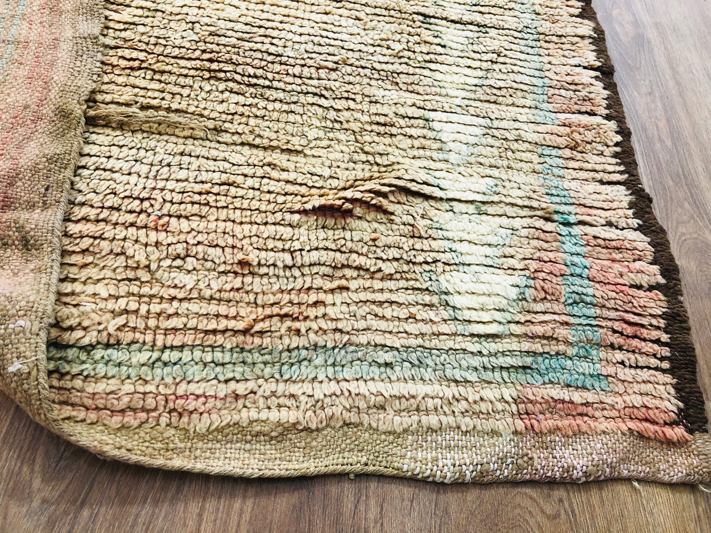 Vintage Moroccan Berber wool Runner - 10.69 FT × 4.33 FT ( 326 Cm × 132 Cm ) - MarrakeshLoom