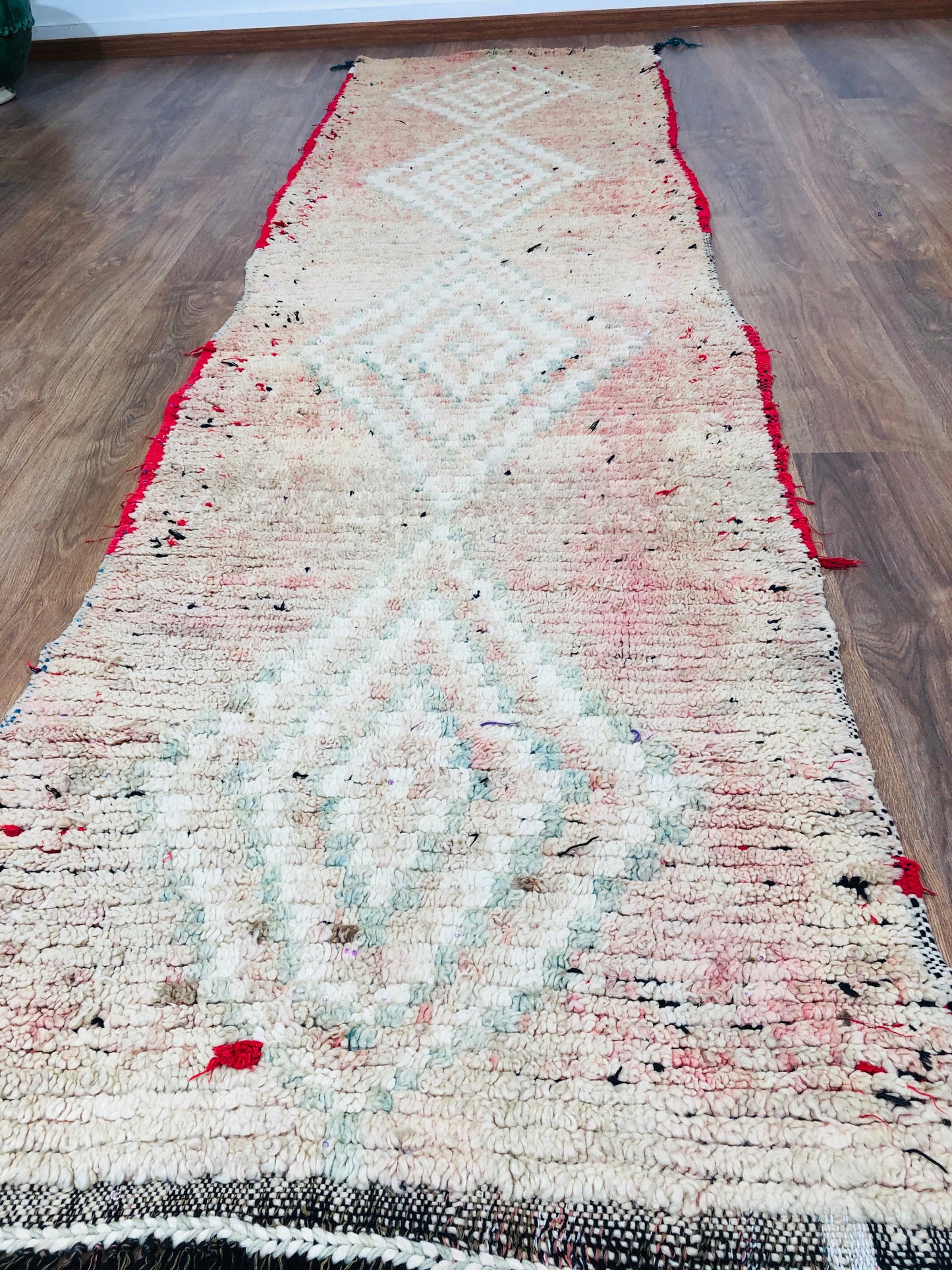 Vintage Moroccan Berber wool Runner -( 310 Cm × 70 Cm ) Authentic handwoven rug, Free Shipping - MarrakeshLoom