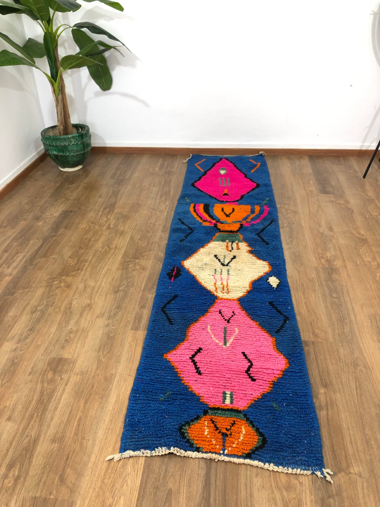 Vintage Moroccan Berber wool Runner - 9.67 FT × 2.29 FT ( 295 Cm × 70 Cm ) - MarrakeshLoom