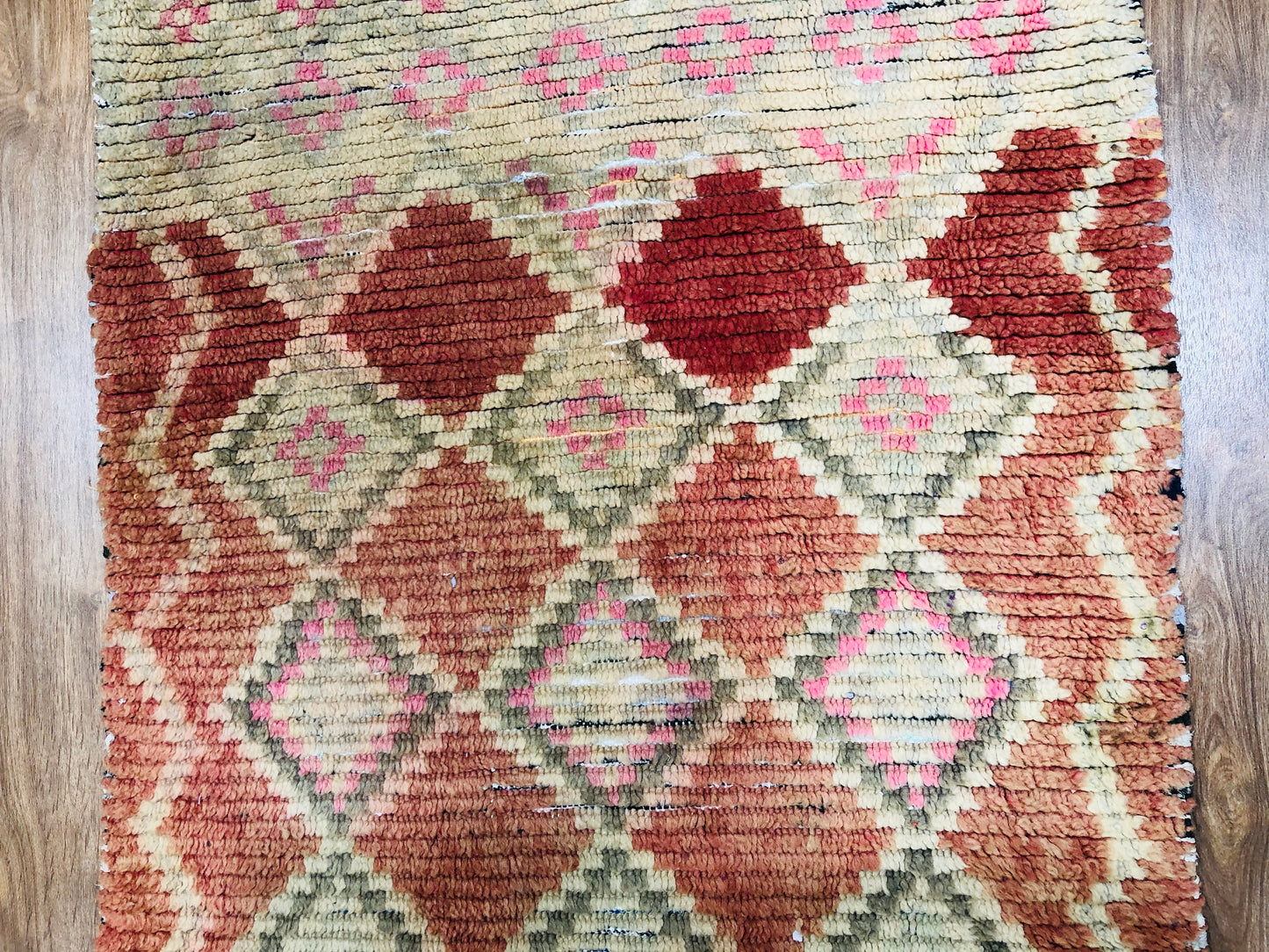 Vintage Moroccan Berber wool Runner - 12.72 FT × 2.69 FT ( 388 Cm × 82 Cm ) - MarrakeshLoom