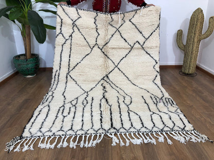 Custom Moroccan Scandinavian Mid-Century Berber Beni Ourain Rug - MarrakeshLoom