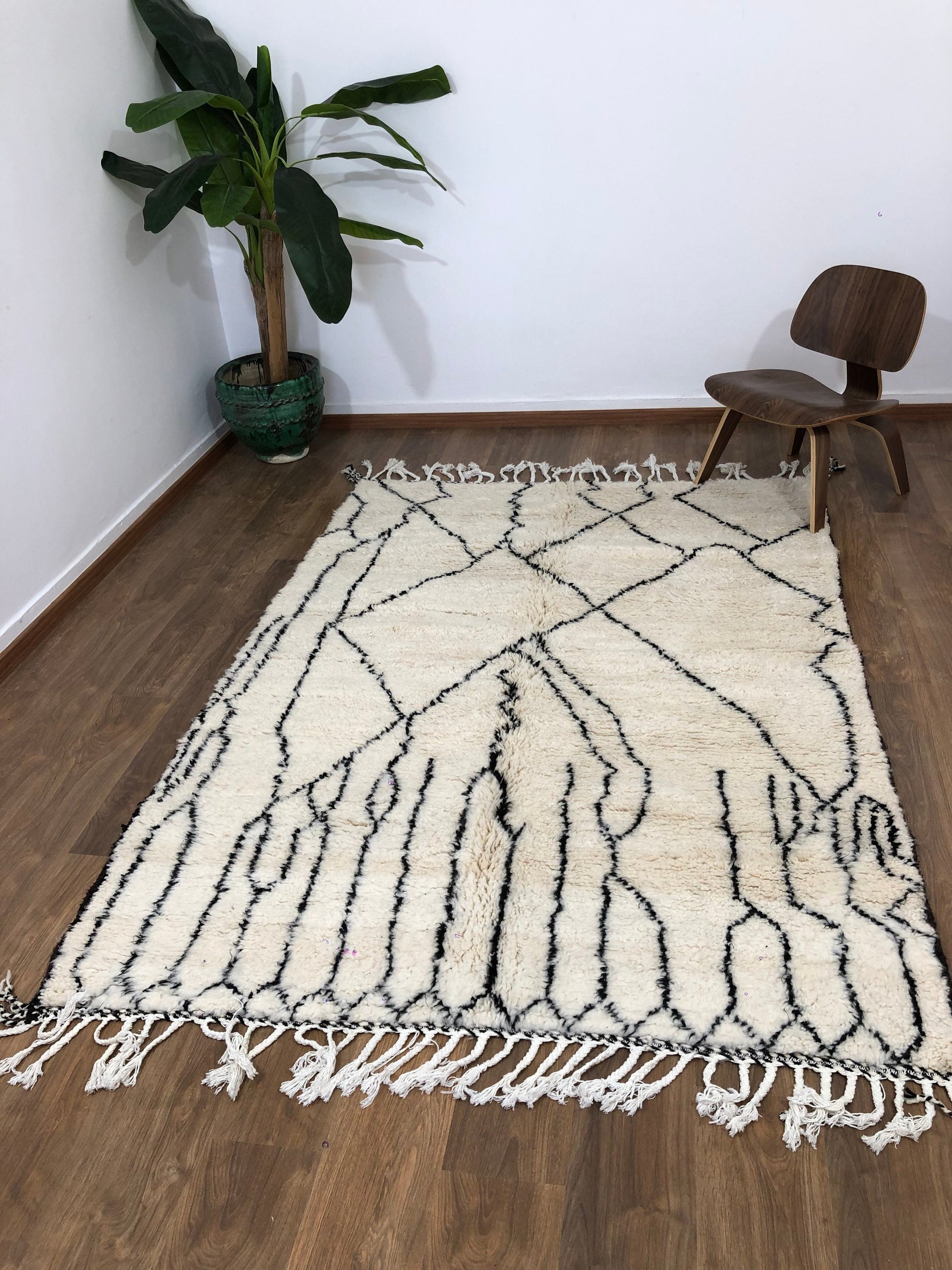 Custom Moroccan Scandinavian Mid-Century Berber Beni Ourain Rug - MarrakeshLoom