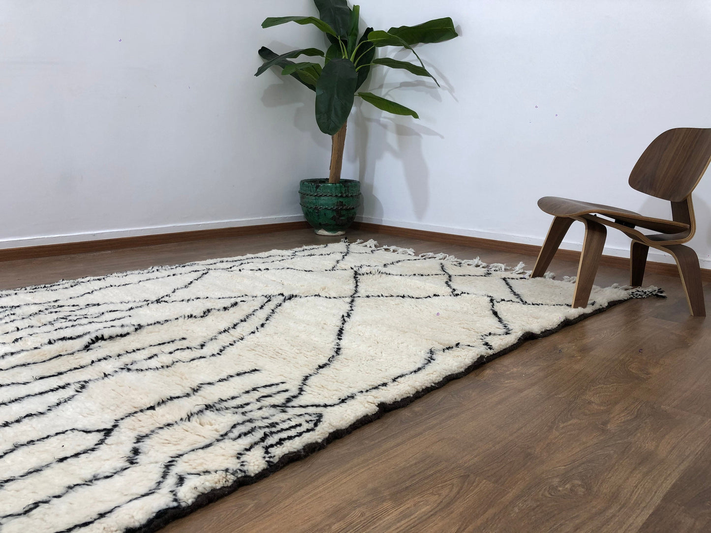 Custom Moroccan Scandinavian Mid-Century Berber Beni Ourain Rug - MarrakeshLoom