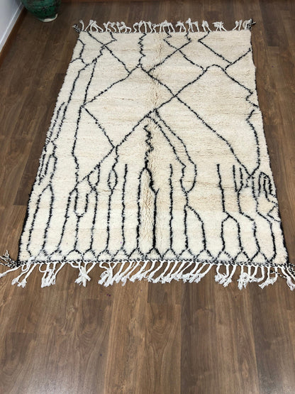 Custom Moroccan Scandinavian Mid-Century Berber Beni Ourain Rug - MarrakeshLoom