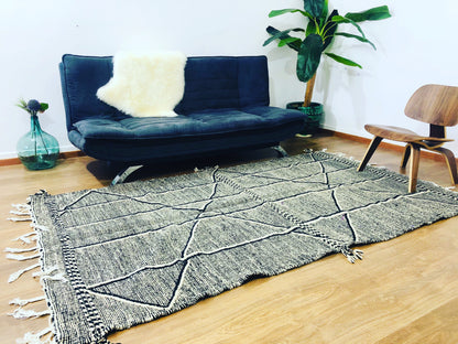 Custom Mid-Century Handwoven Kelim Moroccan Zanafi Rug - MarrakeshLoom