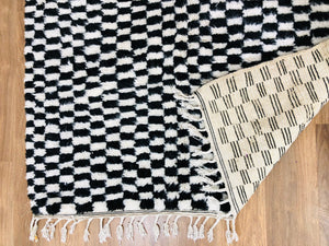 Custom Moroccan Handwoven Checkered Beber Beni Ourain Rug - MarrakeshLoom
