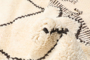 Custom Moroccan White Wool & Black Lozenge Beni Ourain Rug - MarrakeshLoom