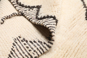 Custom Handmade Beni Ourain Geometric White & Black Wool Runner - MarrakeshLoom