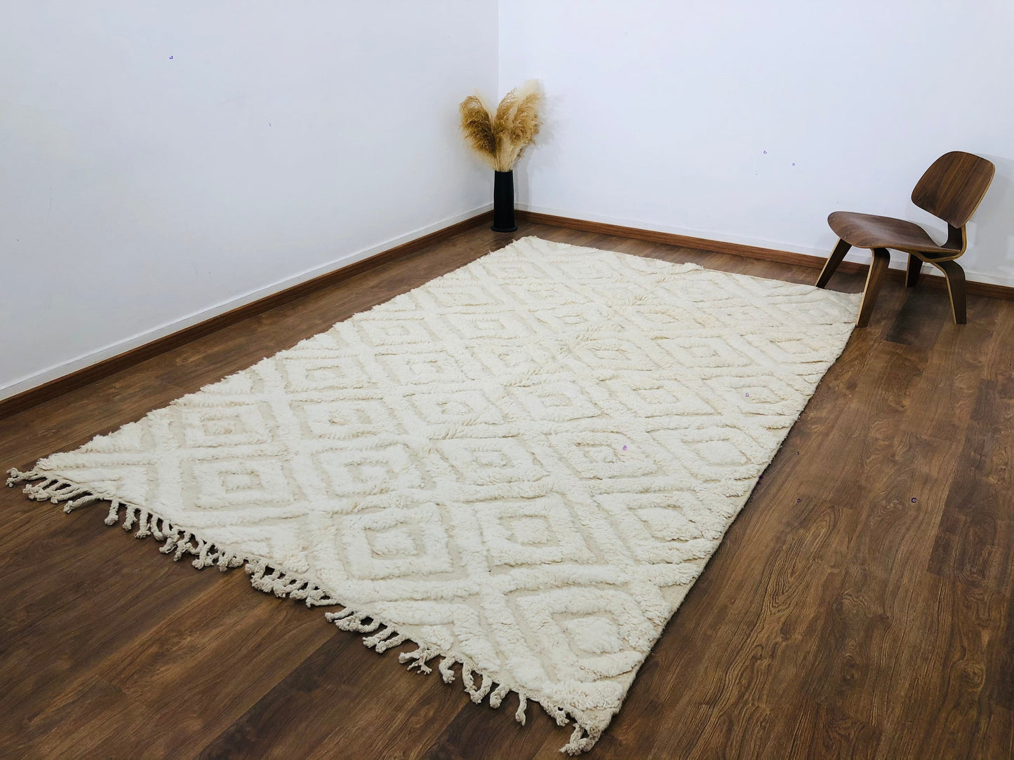 Custom White Handmade Moroccan Beni Ourain Rug - MarrakeshLoom