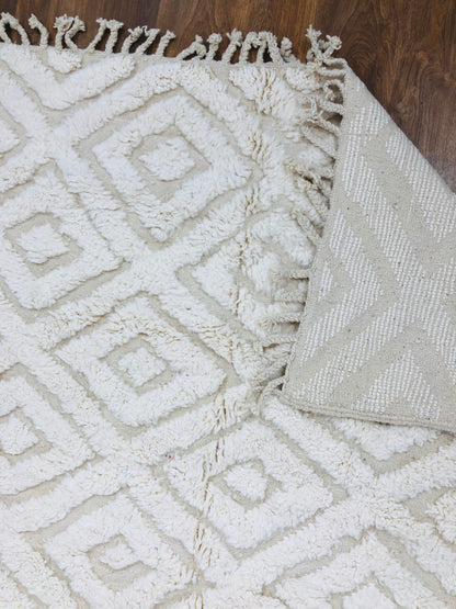 Custom White Handmade Moroccan Beni Ourain Rug - MarrakeshLoom