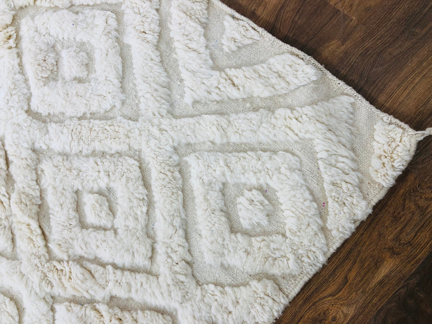 Custom White Handmade Moroccan Beni Ourain Rug - MarrakeshLoom