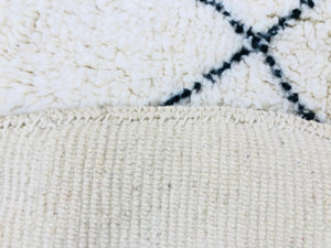 Custom Moroccan Round White Wool & Black Lozenge Beni Ourain Rug - MarrakeshLoom