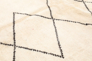 Custom Handmade Beni Ourain Geometric White & Black Wool Runner - MarrakeshLoom