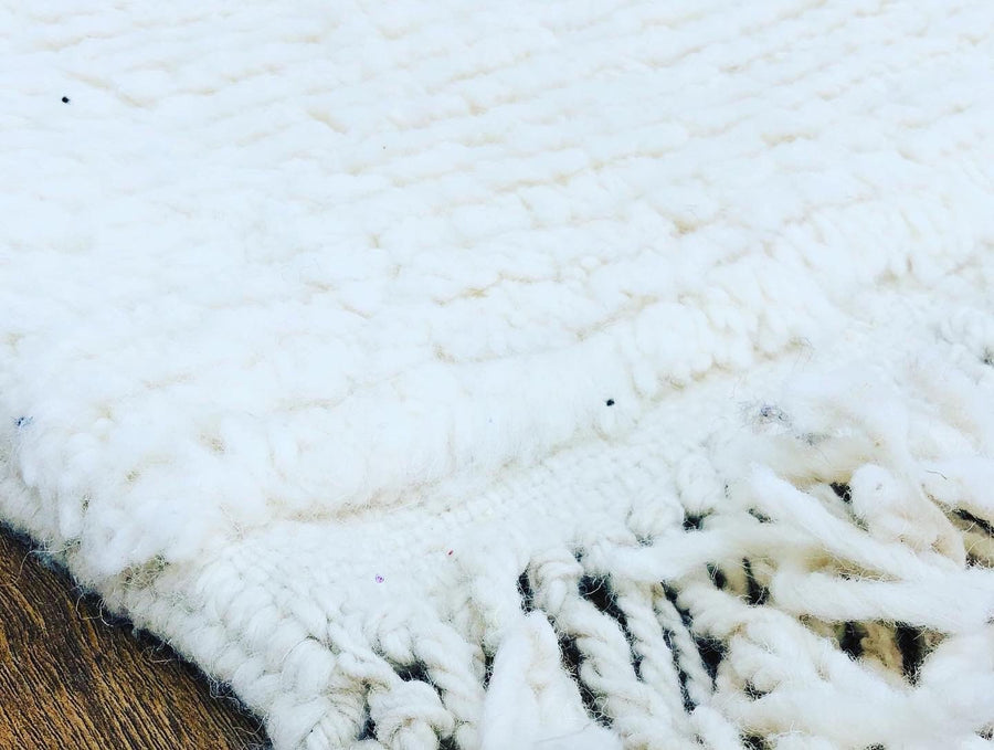 Custom Handmade White Wool Beni Ourain Runner Rug - MarrakeshLoom