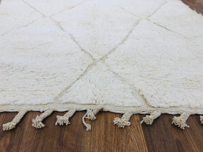 Custom White Handmade Moroccan Beni Ourain Rug - MarrakeshLoom