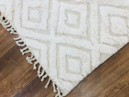 Custom White Handmade Moroccan Beni Ourain Rug - MarrakeshLoom