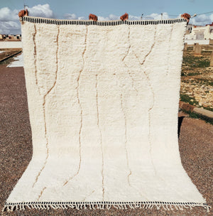 Custom Handmade Moroccan Berber Beni Ourain White Wool Rug - MarrakeshLoom