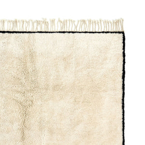 Custom White Wool Runner Rug with Black Borders - MarrakeshLoom