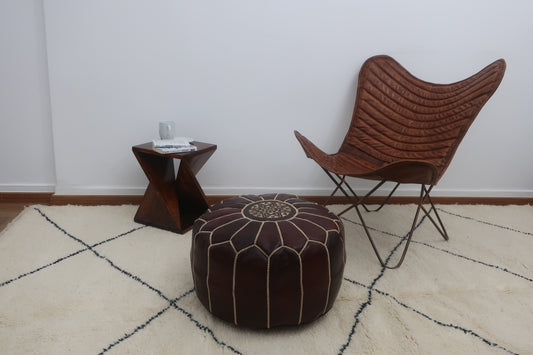 Moroccan Leather Pouf - MarrakeshLoom