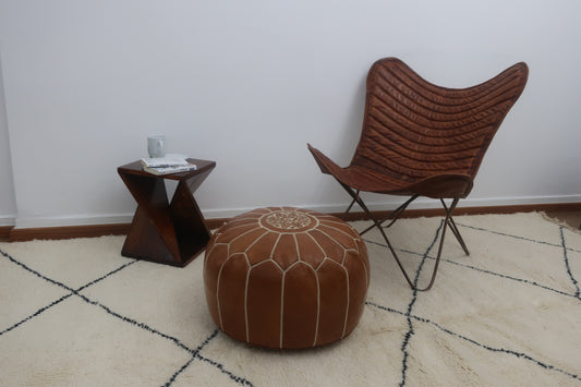 Moroccan Leather Pouf - MarrakeshLoom