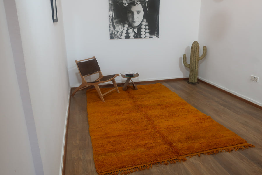 Vintage Moroccan Berber shaggy wool Rug -9.84 FT X 6.43 FT ( 300 CM X 196 CM ) , Authentic handwoven carpet - MarrakeshLoom
