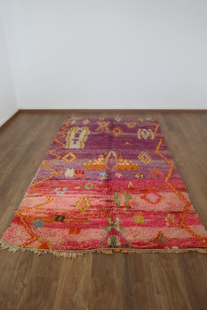 Vintage Handmade Moroccan Berber wool Rug - 8.59 FT× 4.92 FT ( 262 CM  ×150 CM ) , Authentic handwoven carpet - MarrakeshLoom