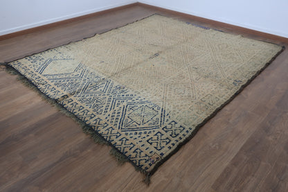 Vintage Moroccan Boujaad wool Rug -7.87 FT × 6.36 FT ( 240 CM × 194 CM ) , Authentic handwoven carpet - MarrakeshLoom