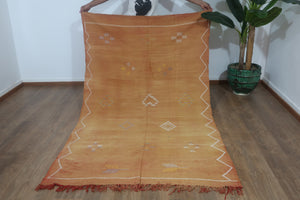 Handmade Moroccan Cactus silk Sabra area rug , 7.77 FT × 4.75 FT ( 237 CM × 145 CM ), Authentic handwoven carpet - MarrakeshLoom