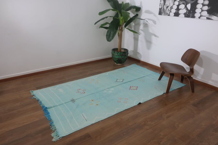 Handmade Moroccan Cactus silk Sabra area rug , 7.93 FT × 4.36 FT ( 242 Cm × 133 Cm ), Authentic handwoven carpet - MarrakeshLoom